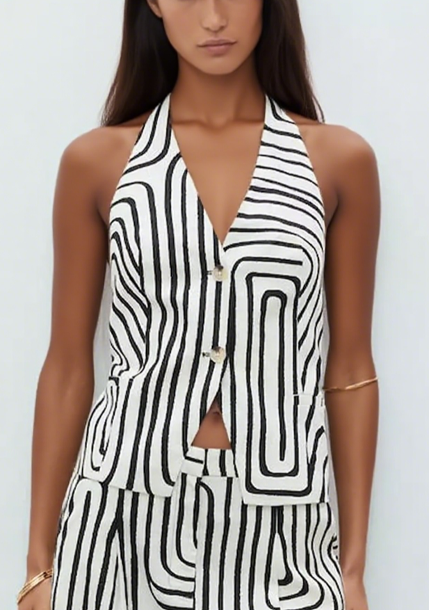 Sexy Linen-Cotton Halter Backless Tank