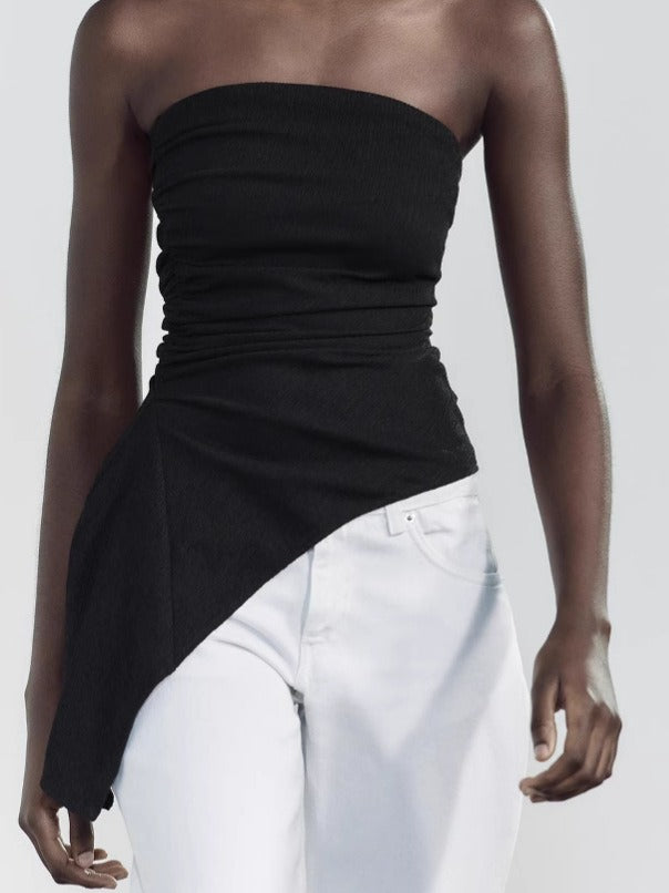 Y2K Asymmetric Hem Bustier Top