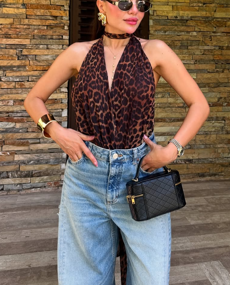 Sexy Leopard - Print Halter - Neck Top