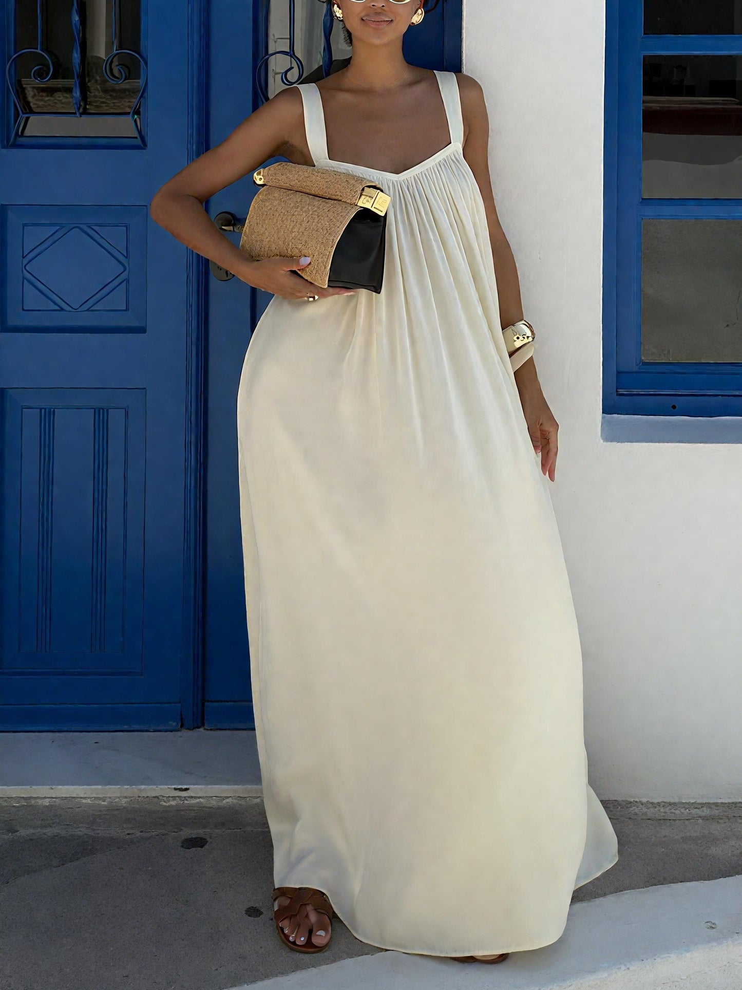 Elegant Sleeveless Open - Back Maxi Dress