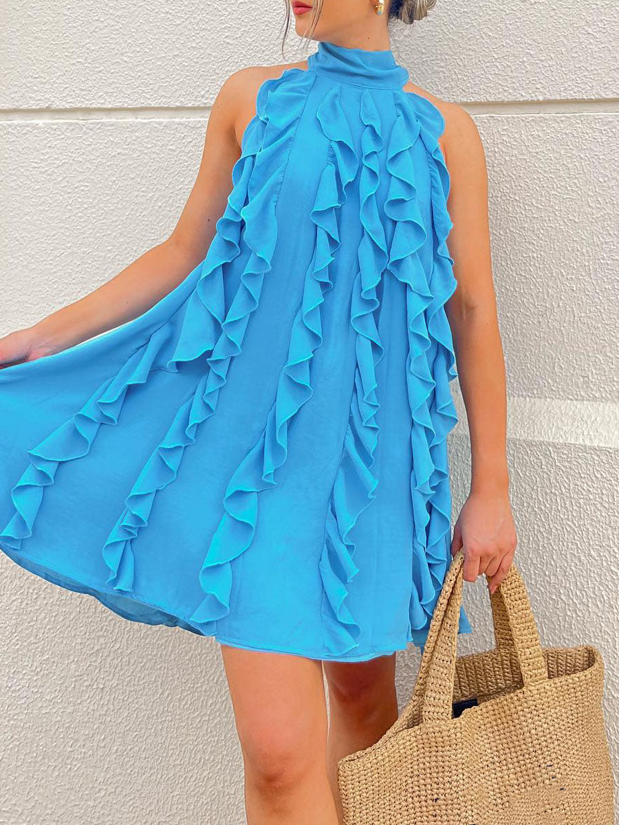 Ruffe Sleeveless Mini Dress