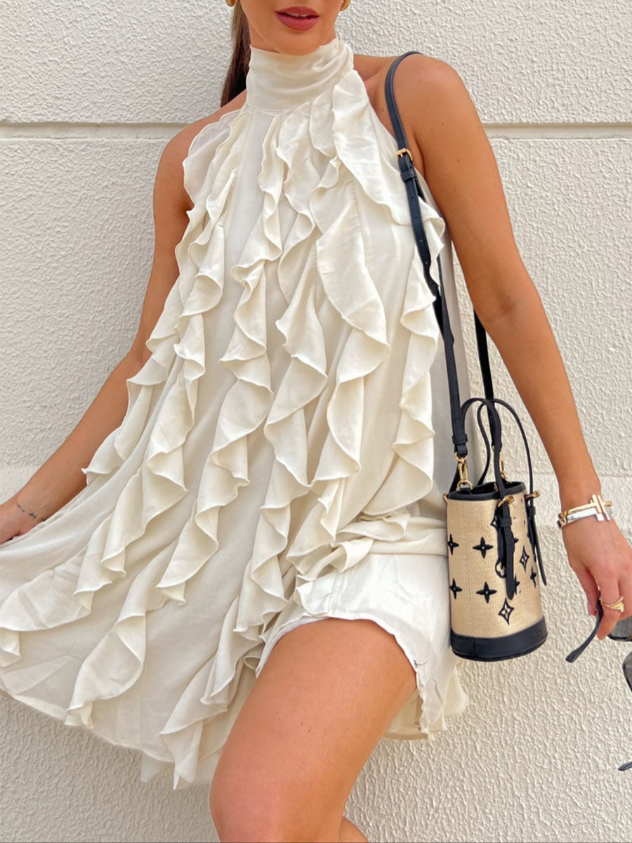 Ruffe Sleeveless Mini Dress