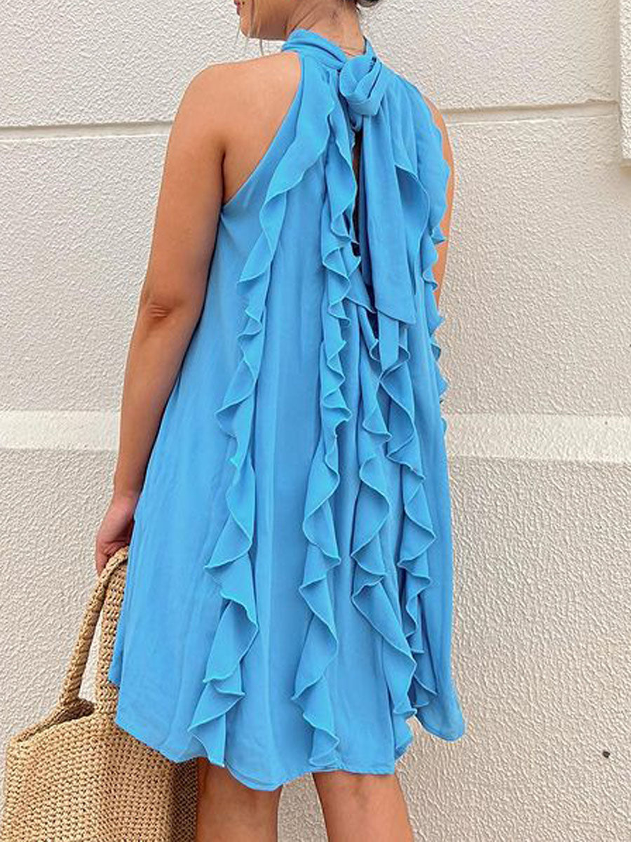 Ruffe Sleeveless Mini Dress