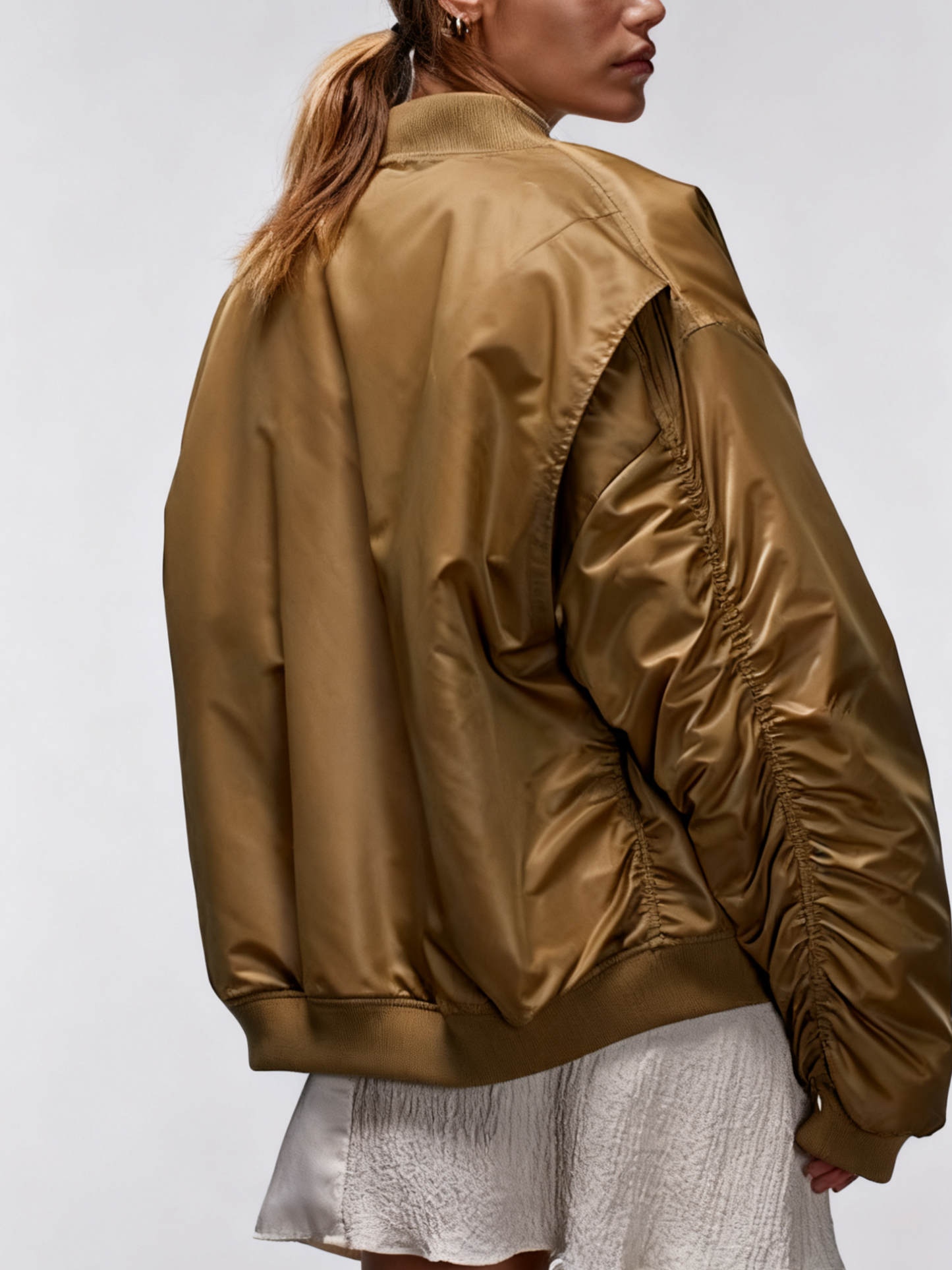 Oversized Khaki Bomber Jacket