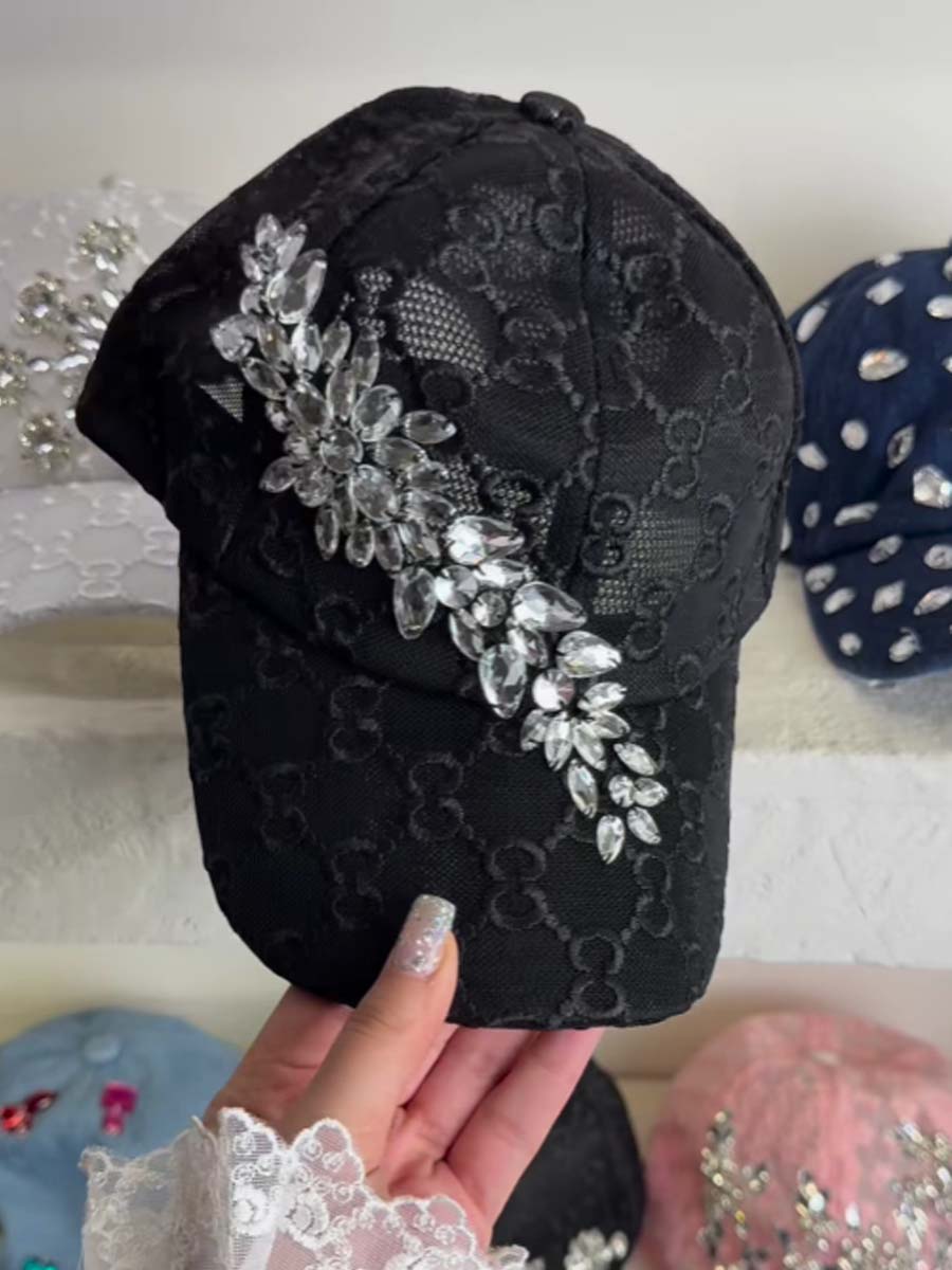 Mesh Rhinestone Sparkle Cap