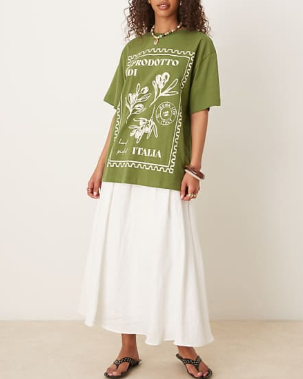 'Prodotto di Italia' Print Chic Olive Green T - shirt
