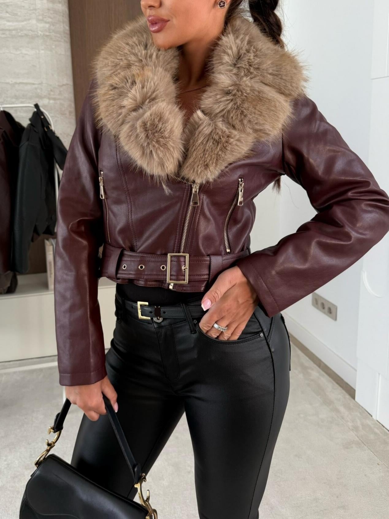 Plush Leather Biker Jacket