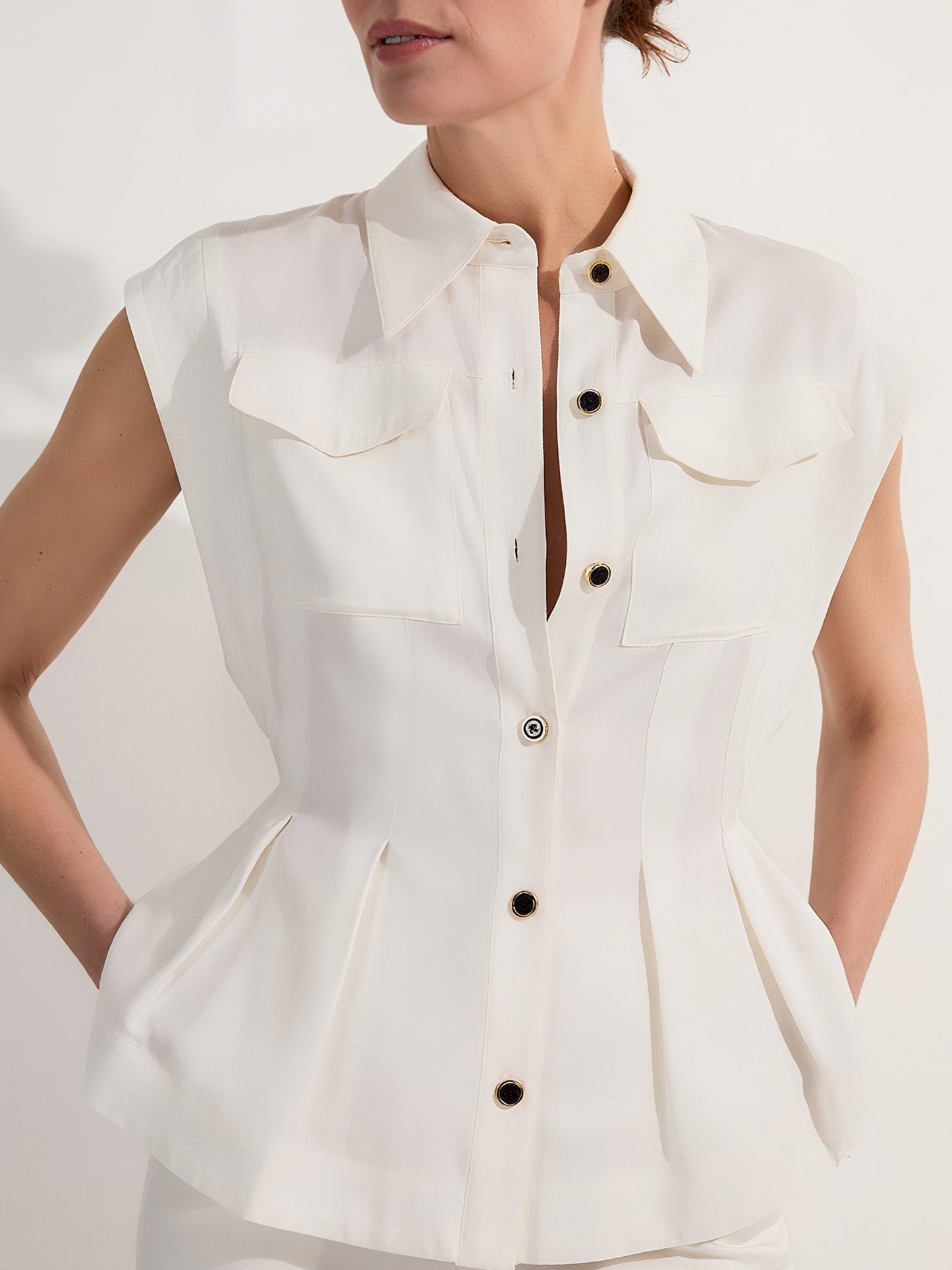 Premium Viscose Linen Topstitch Woven Blouse