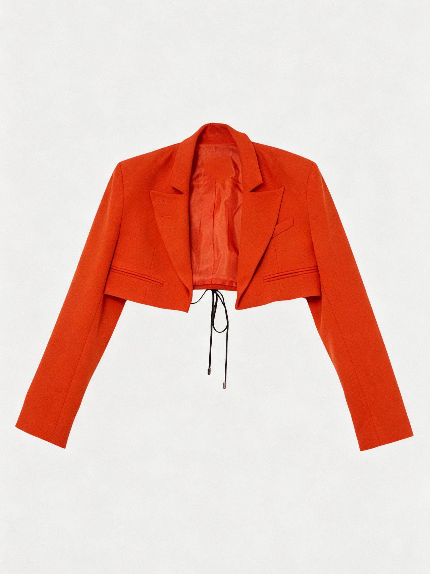 Structured Crepe Tailored Corset Back Notch Neck Cropped Blazer