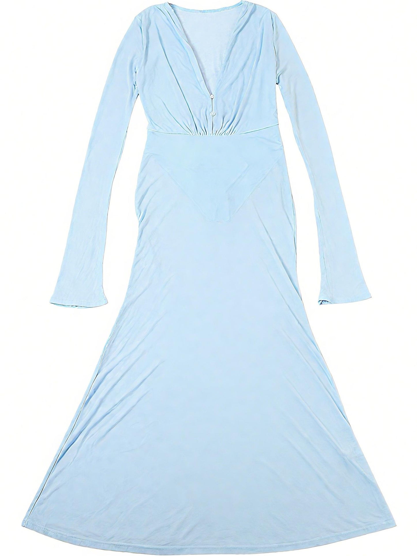 Elegant Knit Long - Sleeve Maxi Dress
