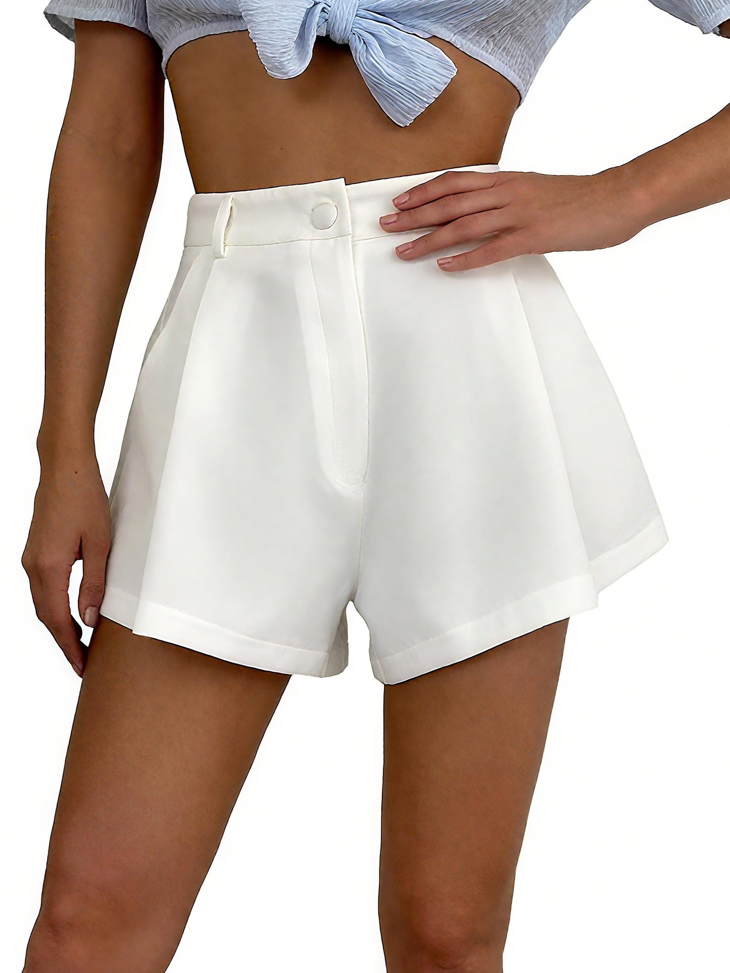 Chic White High - Waisted Shorts