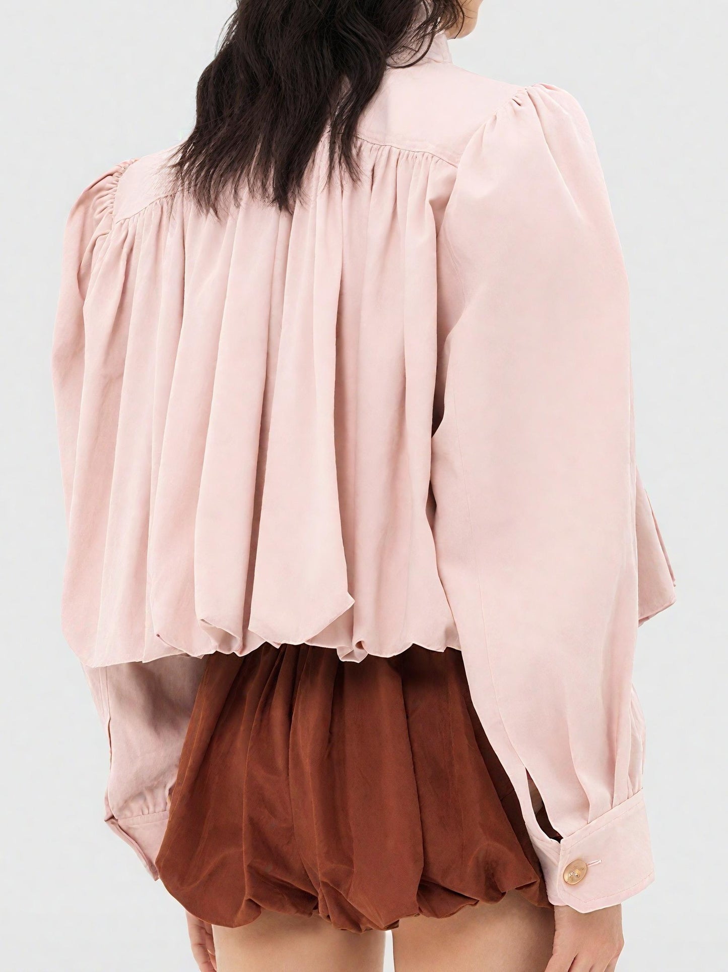 Elegant Puffed Sleeves Cropped Jacket