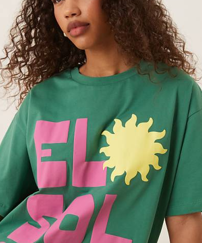 Vibrant Green 'El Sol' Graphic T - shirt