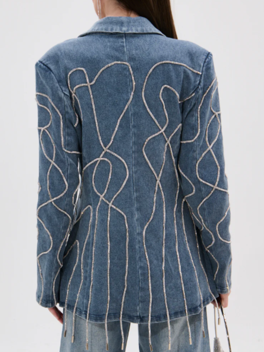 Embellished Denim Blazer