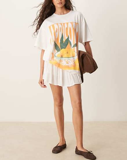 Trendy Lemon Print White T - shirt