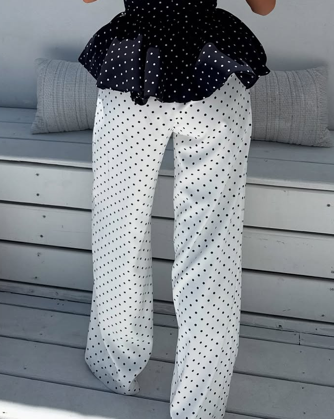 Chic Polka - dot Wide - leg Pants