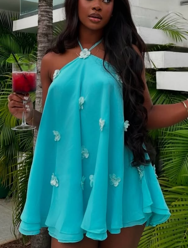 Fashion Halter Neck Off-Shoulder Mini Dress