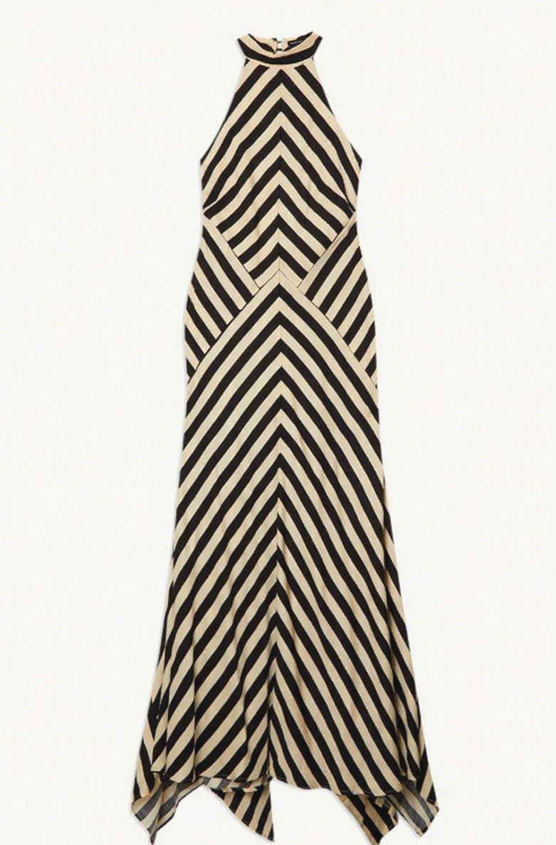Geometric - Print Halter - neck Maxi Dress