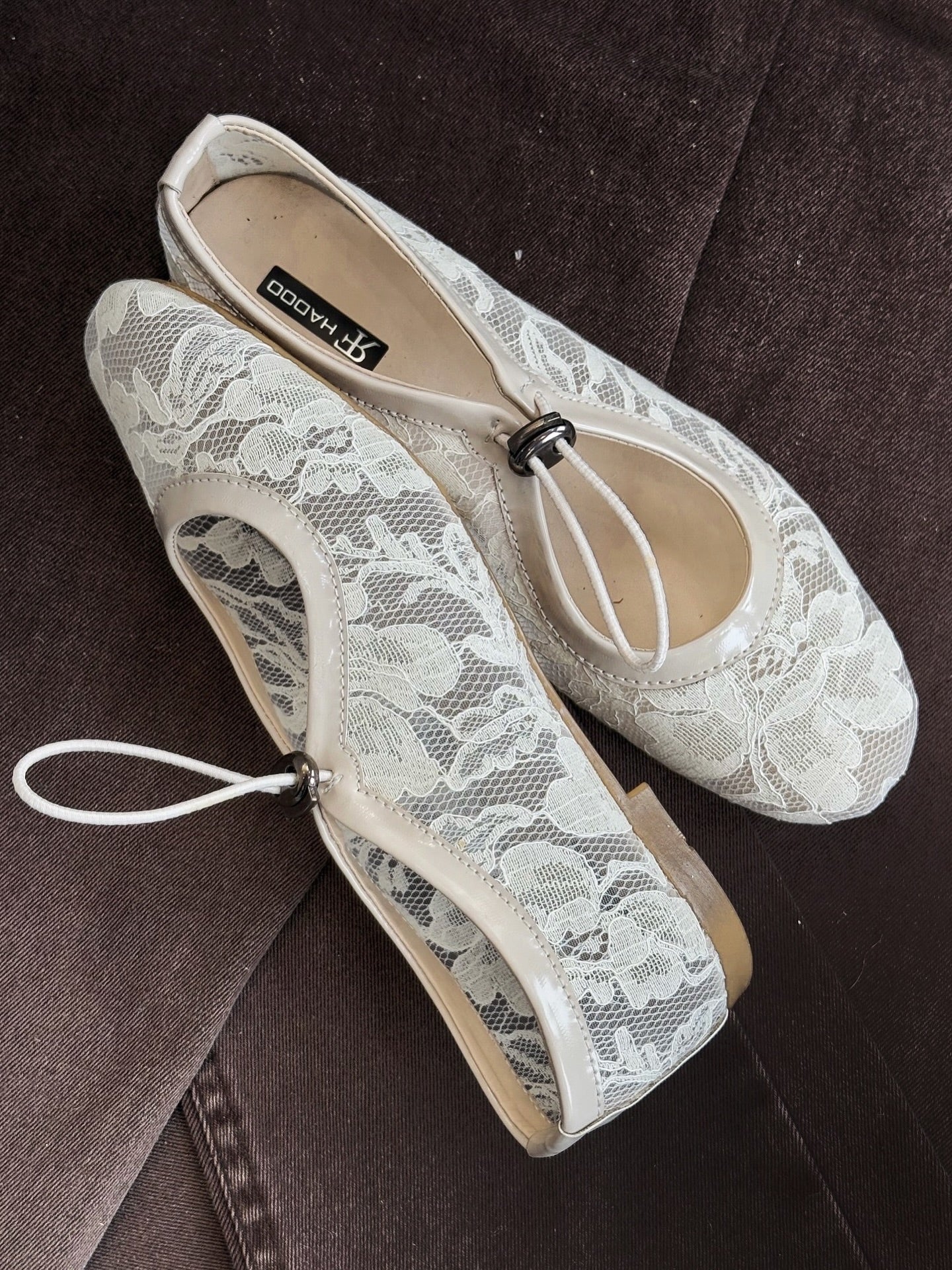 Dollcore Tapered Almond Toe Mary Janes – Lace & Mesh Ballet Flats