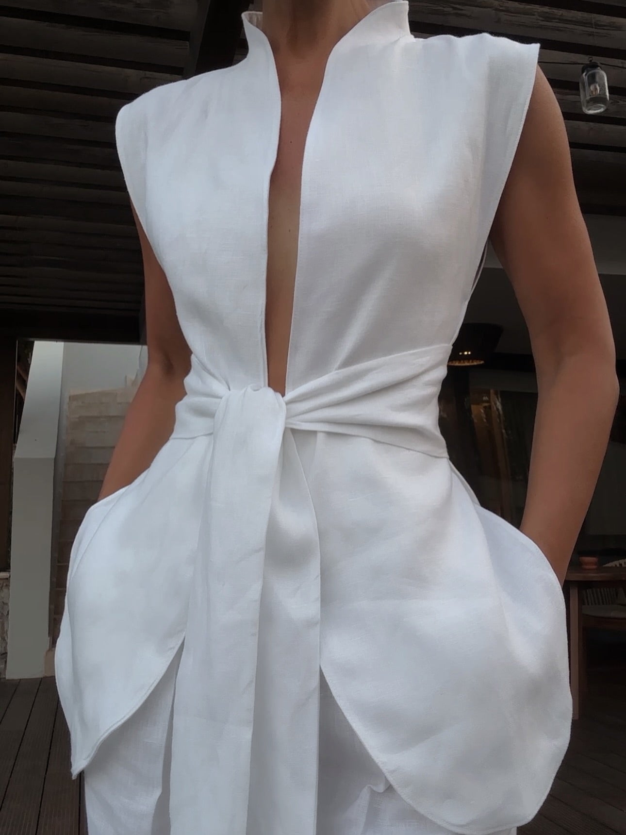 Sleeveless Vest Jacket - Slim-Fit Open Front Cardigan