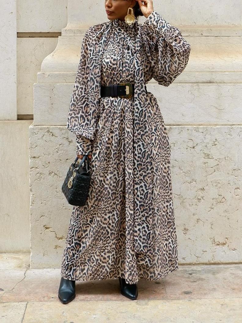 Stylish Leopard - Print Maxi Dress