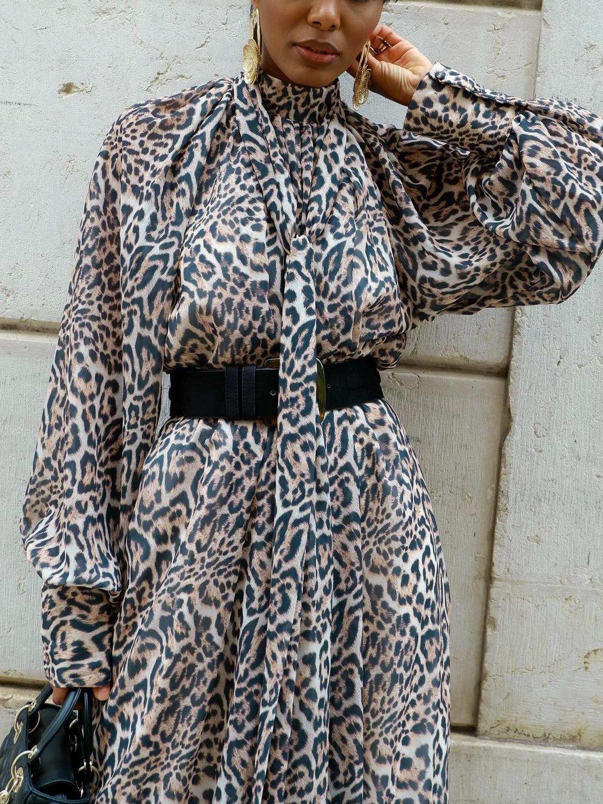 Stylish Leopard - Print Maxi Dress