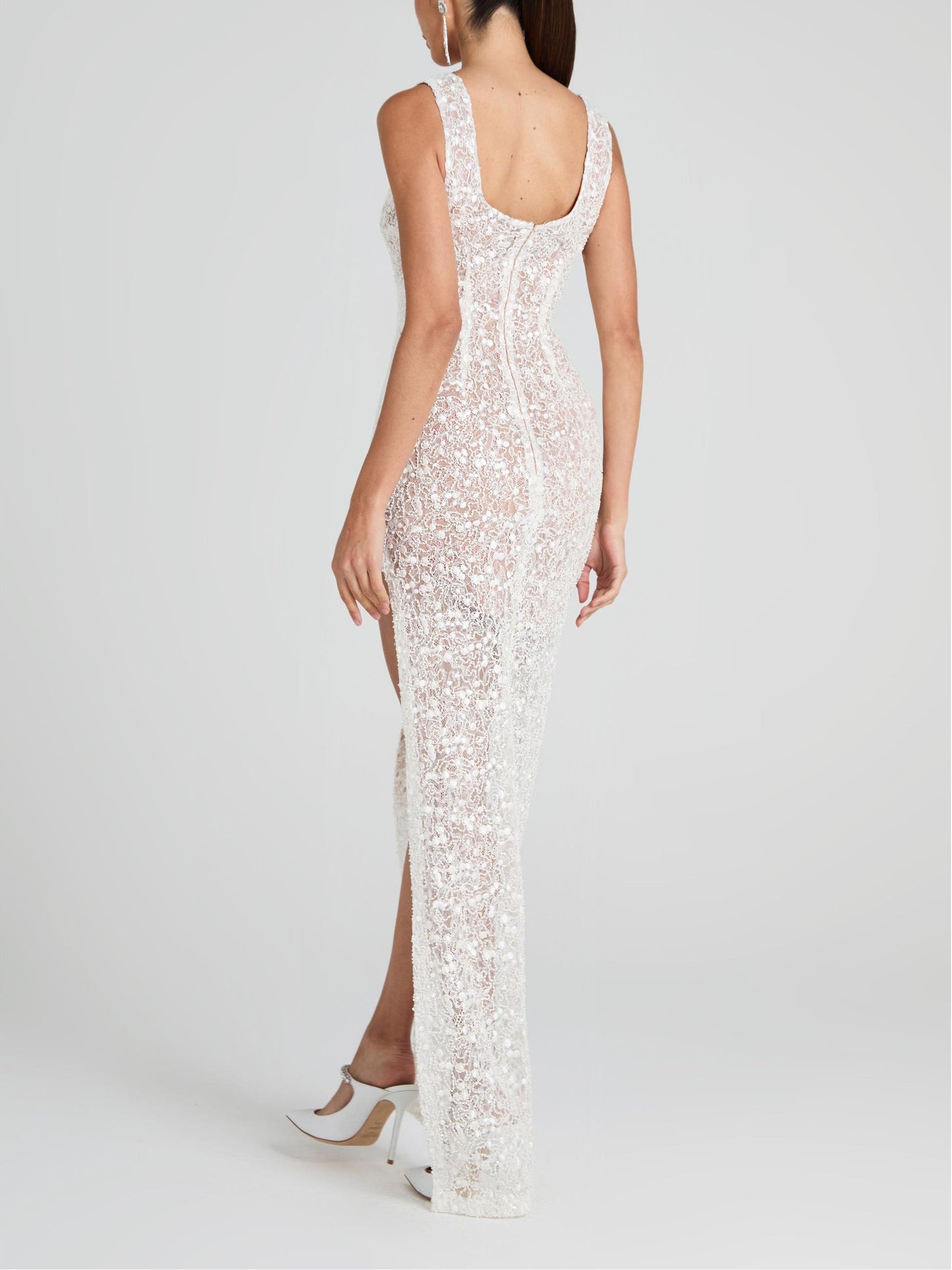 Elegant White Lace Mermaid Dress
