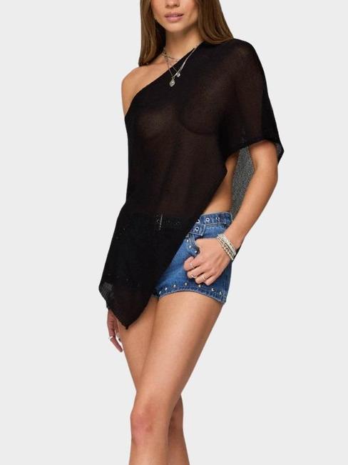 Asymmetric Knit Poncho