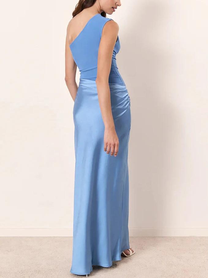 Elegant One - Shoulder Satin Gown