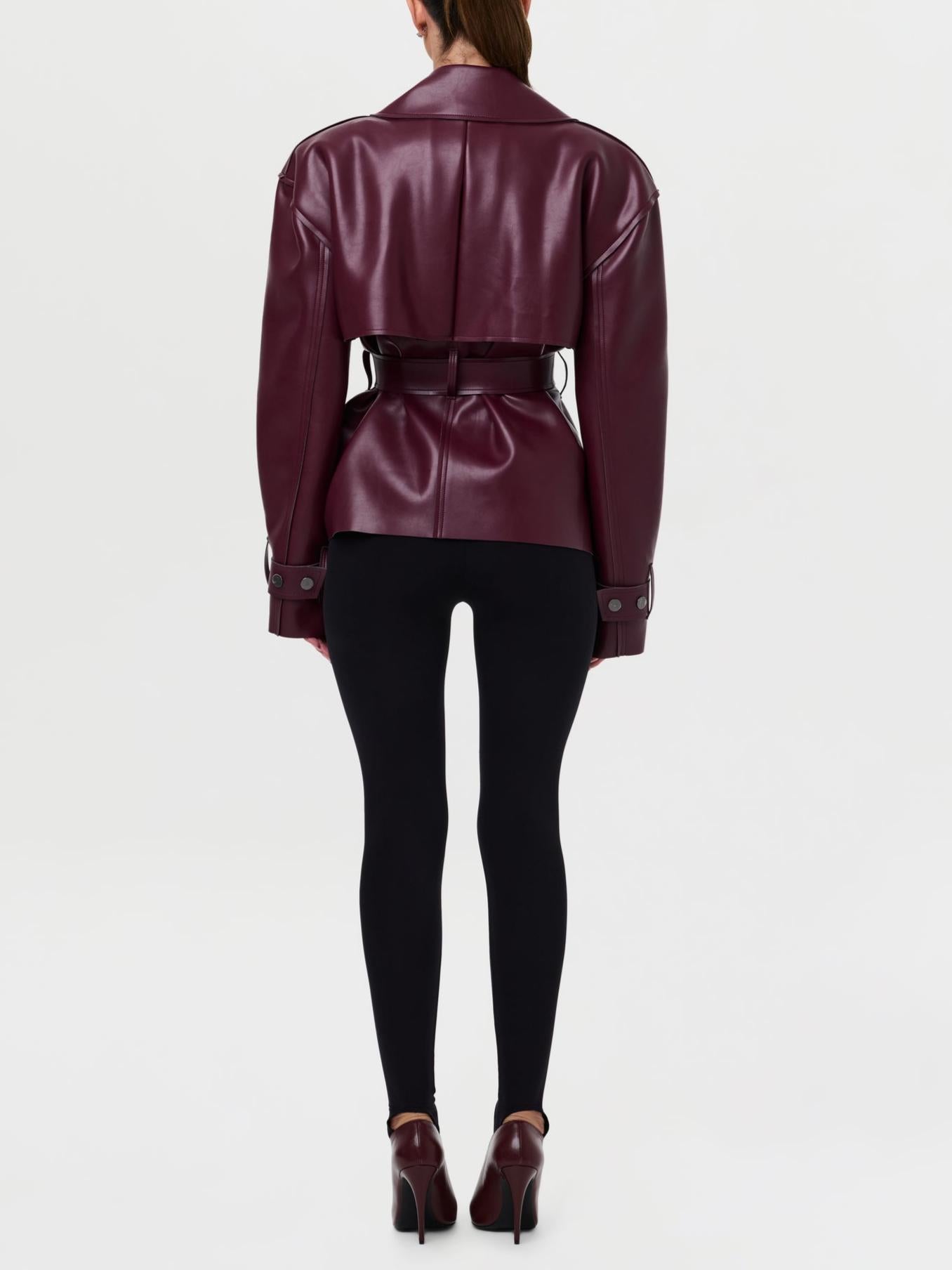 Leather Cropped Trench Jacket