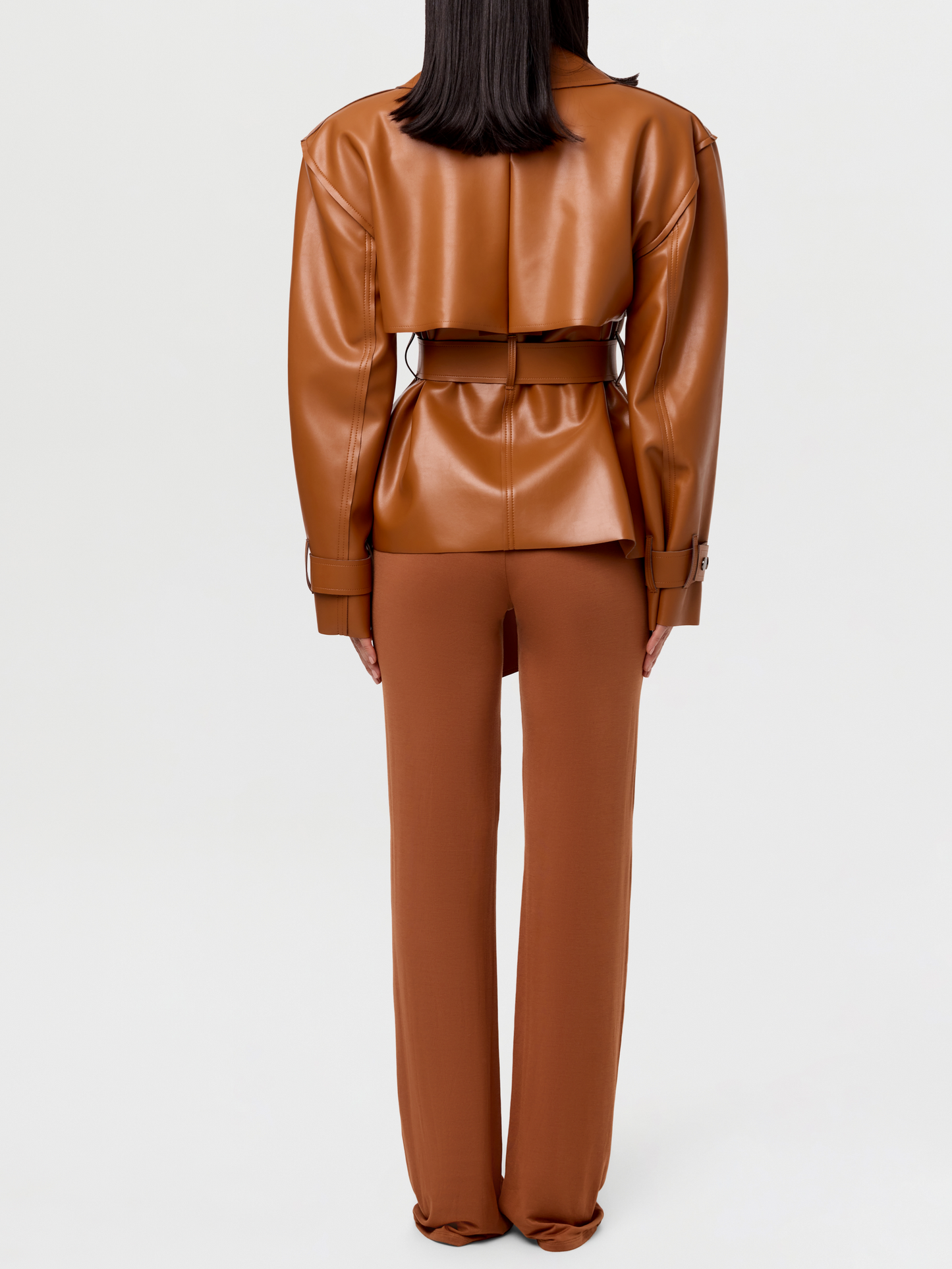 Leather Cropped Trench Jacket