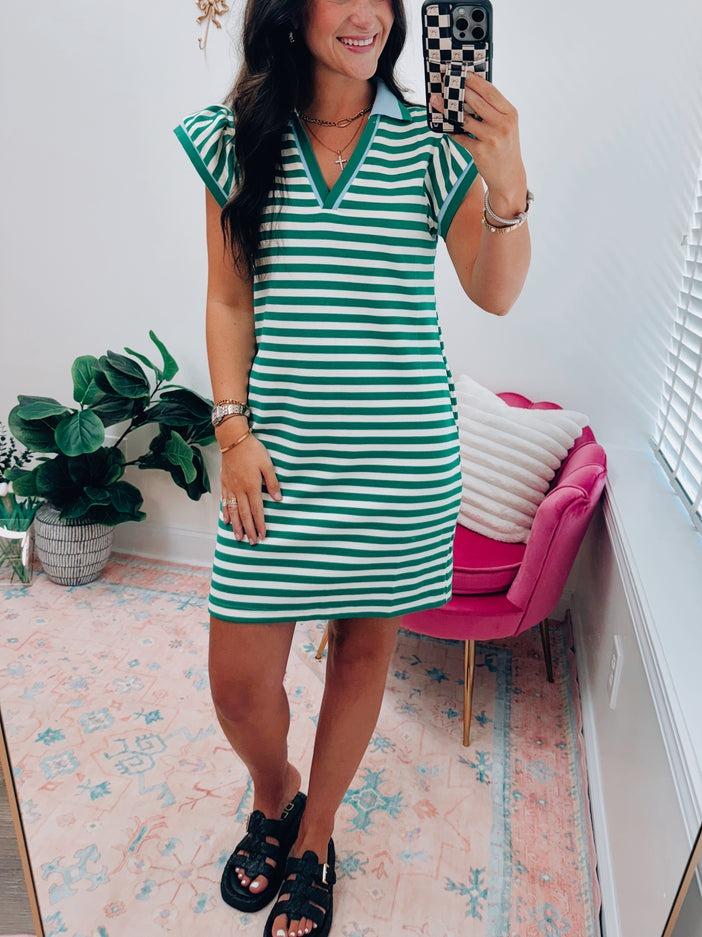 Chic Striped Polo Dress