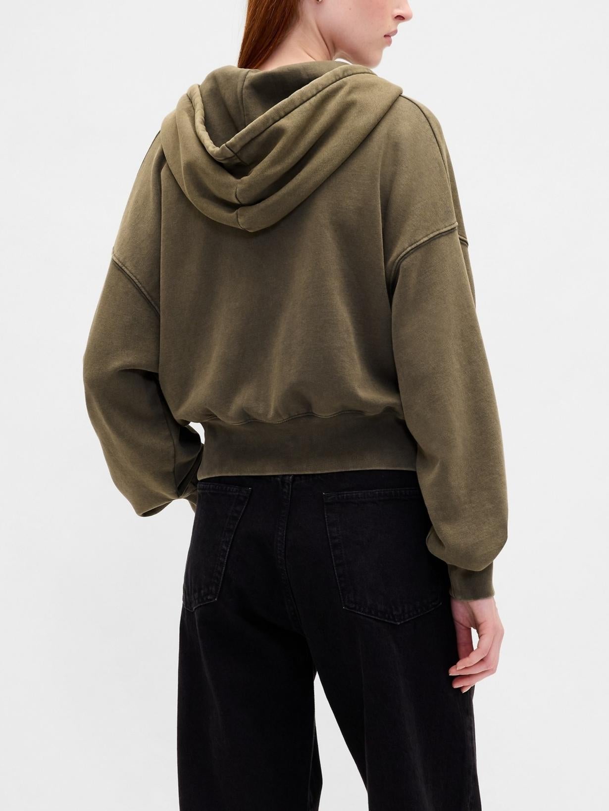 Olive Green Activewear Set: Hoodie with Wide - Leg Sweatpant