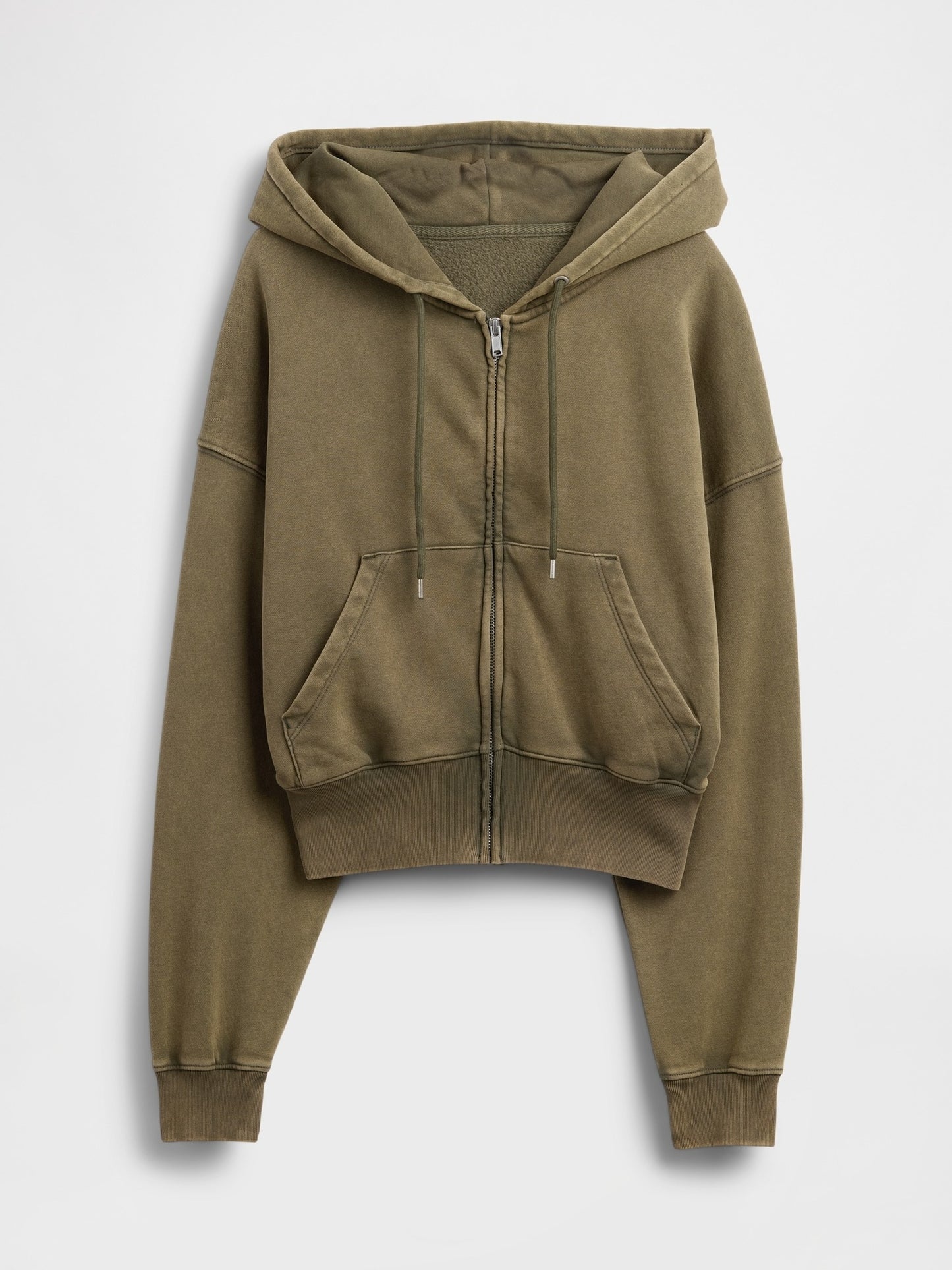 Olive Green Activewear Set: Hoodie with Wide - Leg Sweatpant