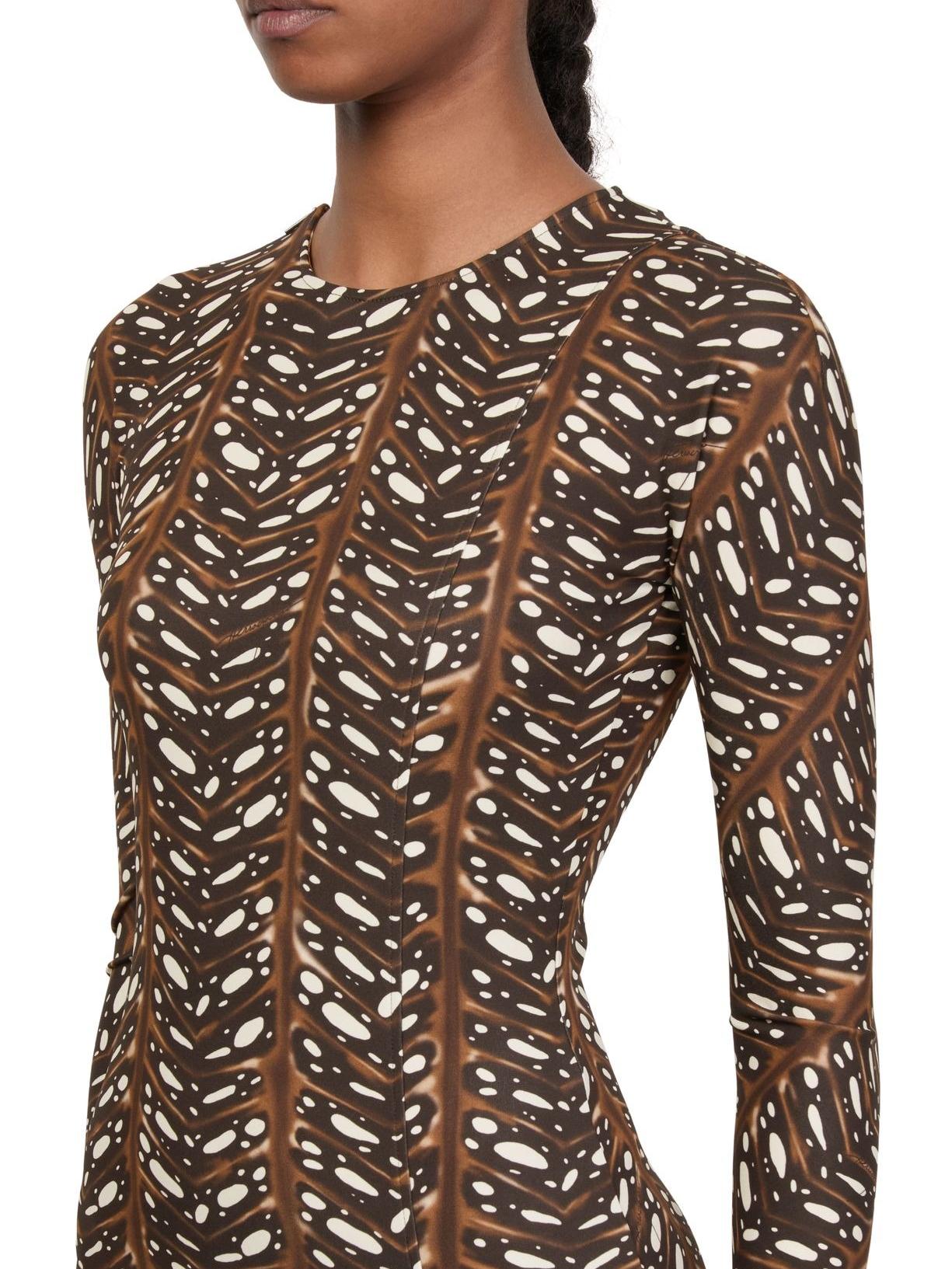 Unique Patterns Long - sleeved Maxi Dress
