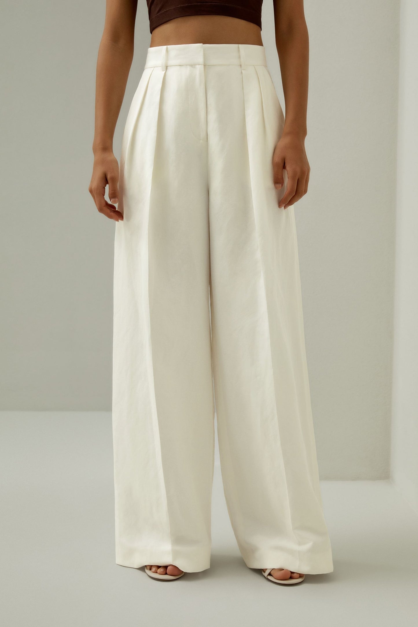 Elegant White Wide - Leg Trousers