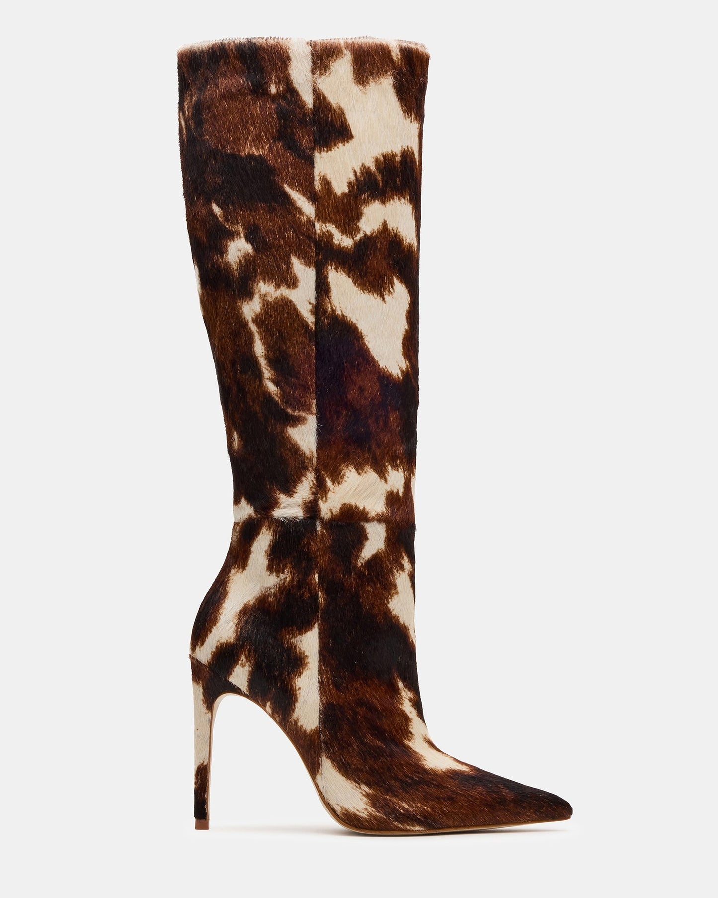 Cow Print Pointed - Toe Stiletto High Knee Boots