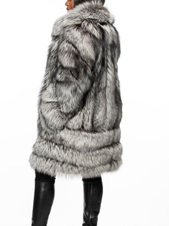 Luxury Silver Fox Fur Coat