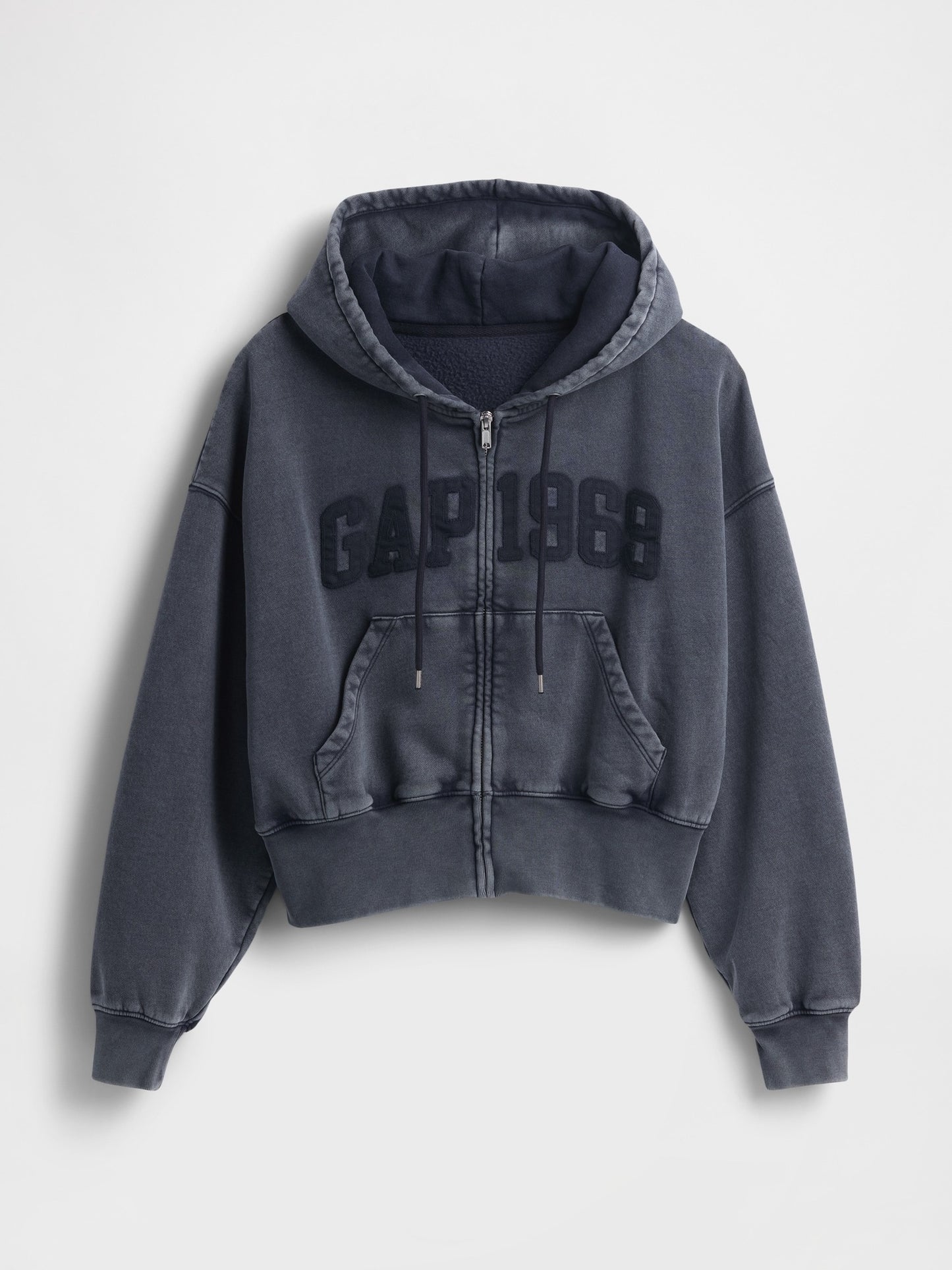 Navy Blue Activewear Set: Hoodie with Wide - Leg Sweatpant