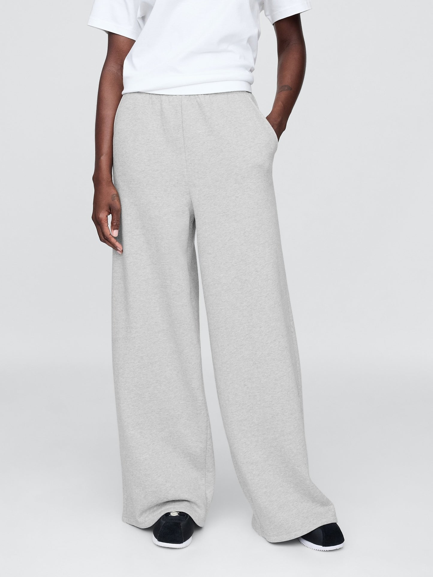 Light Grey Activewear Set: Hoodie with Wide - Leg SweatPant