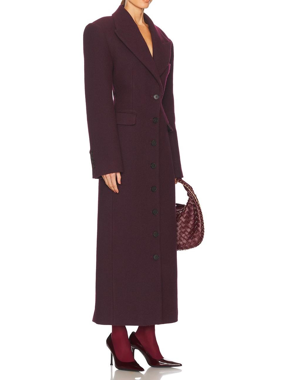 Elegant Burgundy Long - Coat
