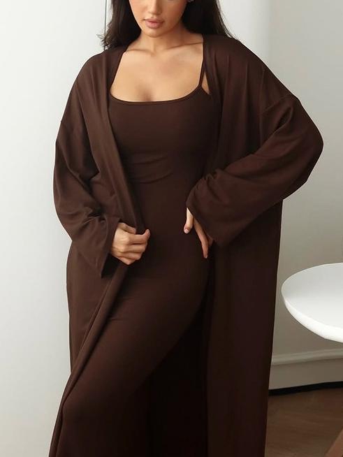 Elegant Sleeveless Dress with Matching Long Cardigan