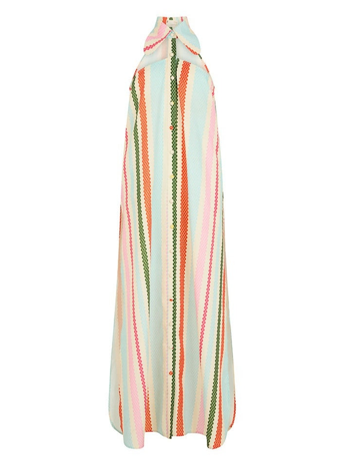 Multi Diamond Stripes Shirt Dress