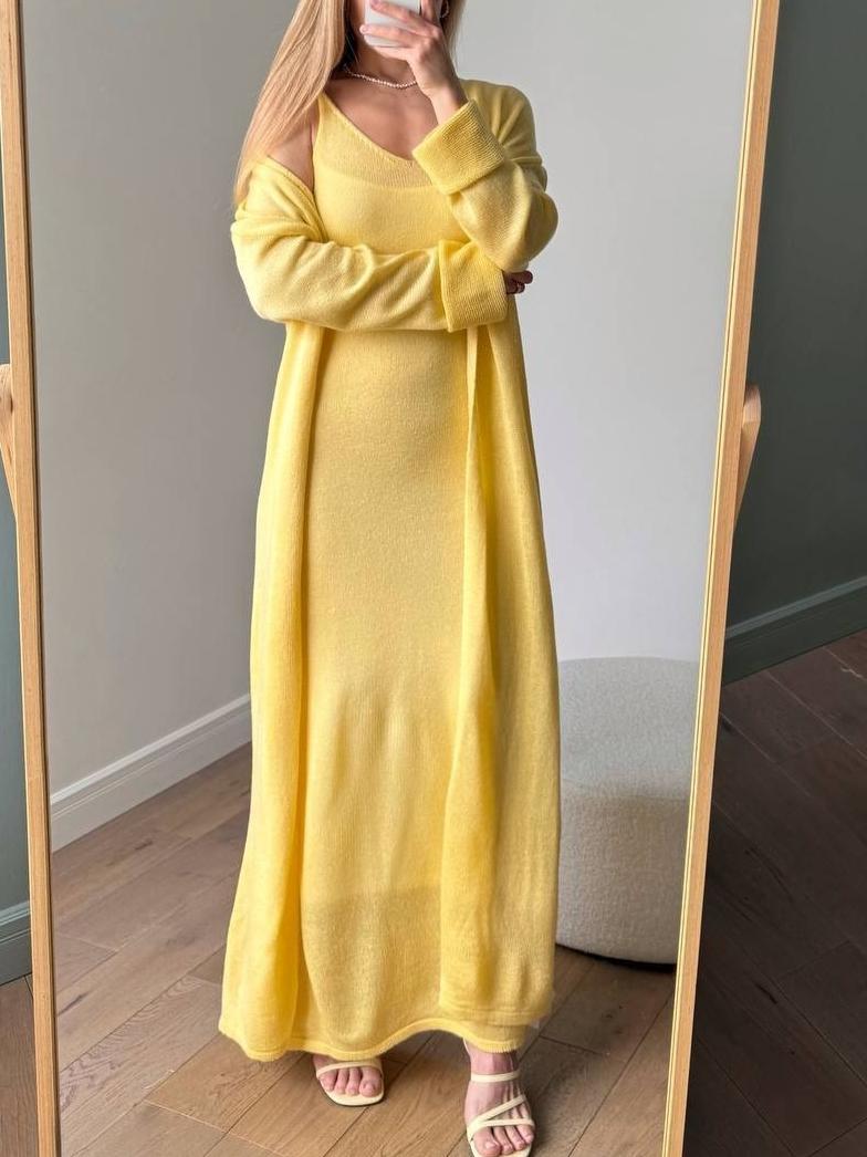 Elegant Knit Cardigan Set