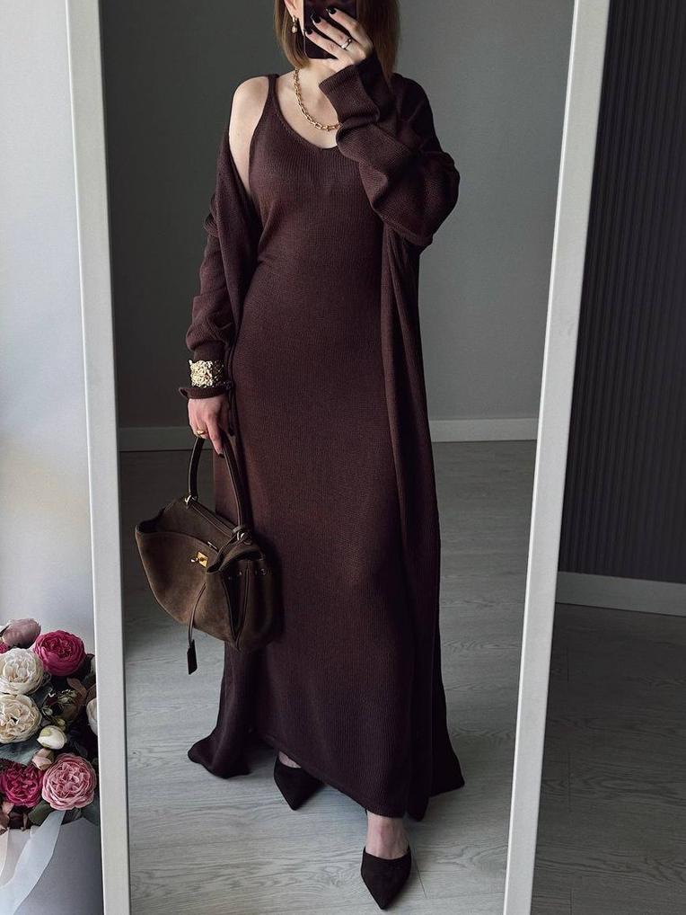 Elegant Knit Cardigan Set