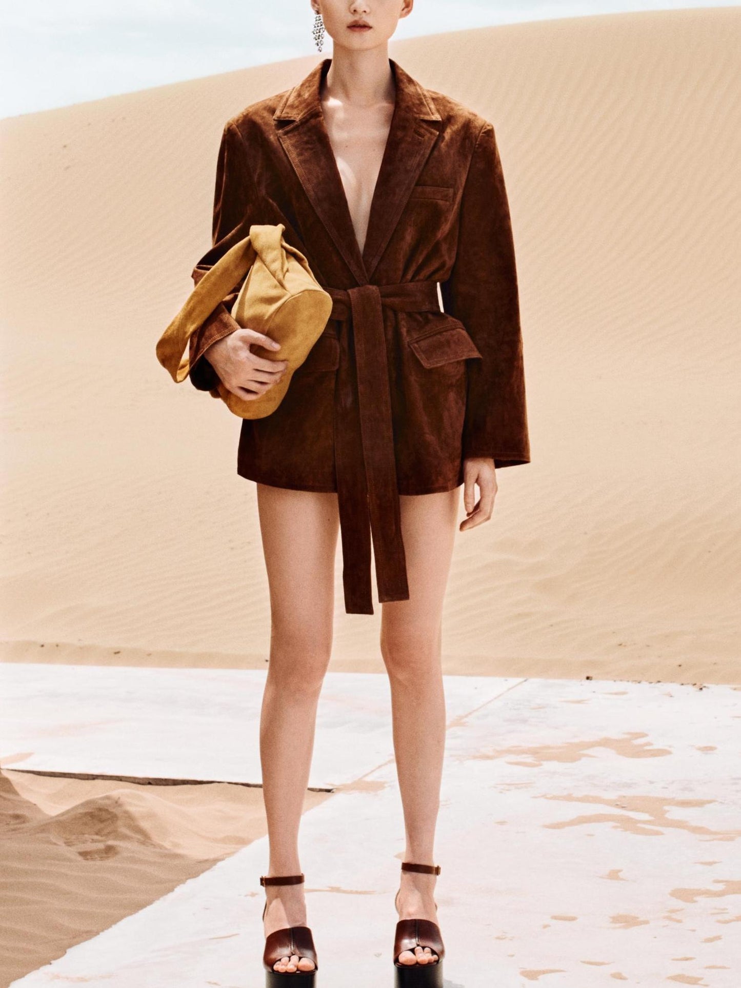 Suede Leather Blazer Coat