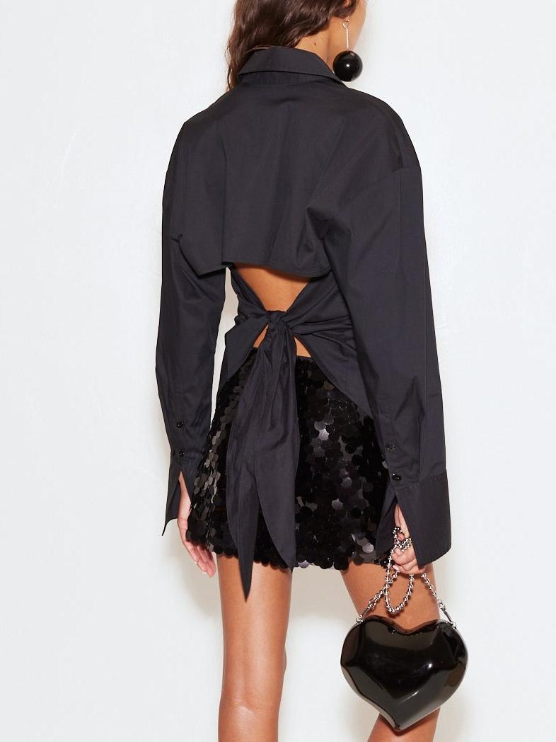 Stylish Open Back White Dress Shirt