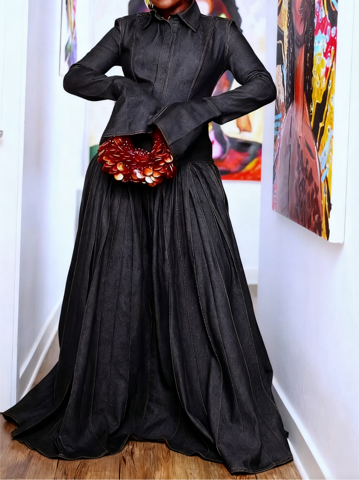 Stylish Long - length Denim Maxi Dress
