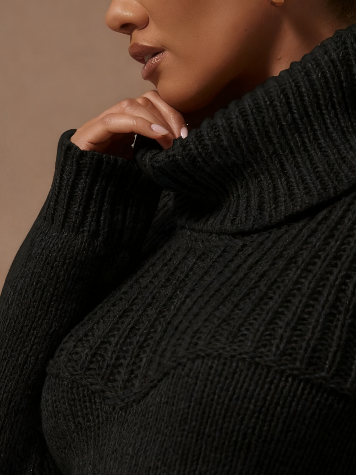 High Neck Corset Knit Crop Sweater