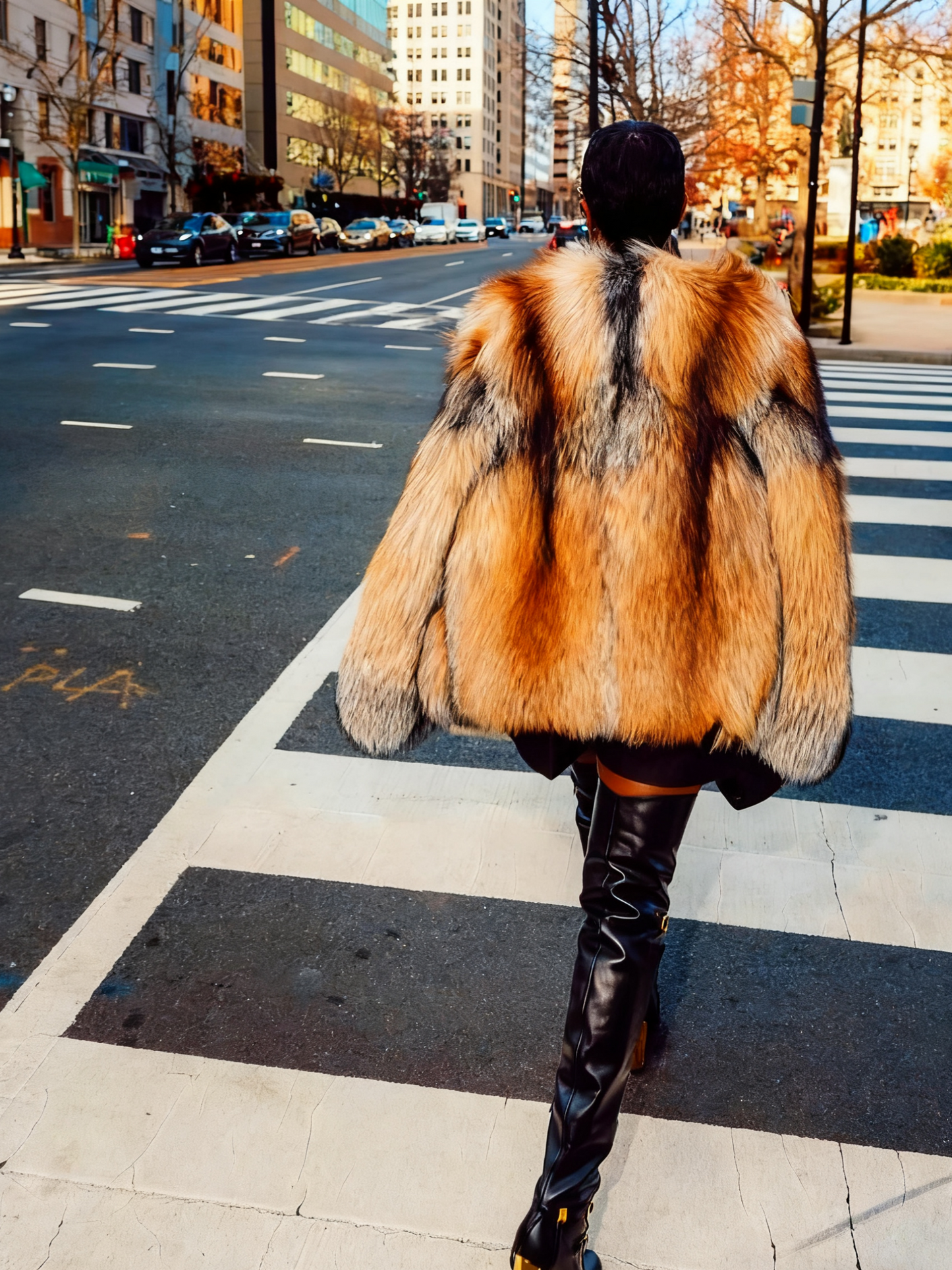 Gorgeous Multicolored Faux Fur Coat